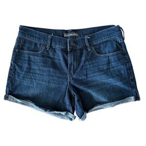 Abercrombie Fitch Shorts Womens Size 28 Blue Denim Cuffed Hem Button Fly Casual